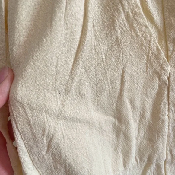 MISSLOOK Butter Yellow Cotton-Linen Wide Leg Pants - Picture 3 of 5